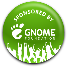 Green badge with shadow and the text “Sponsored by GNOME Foundation”